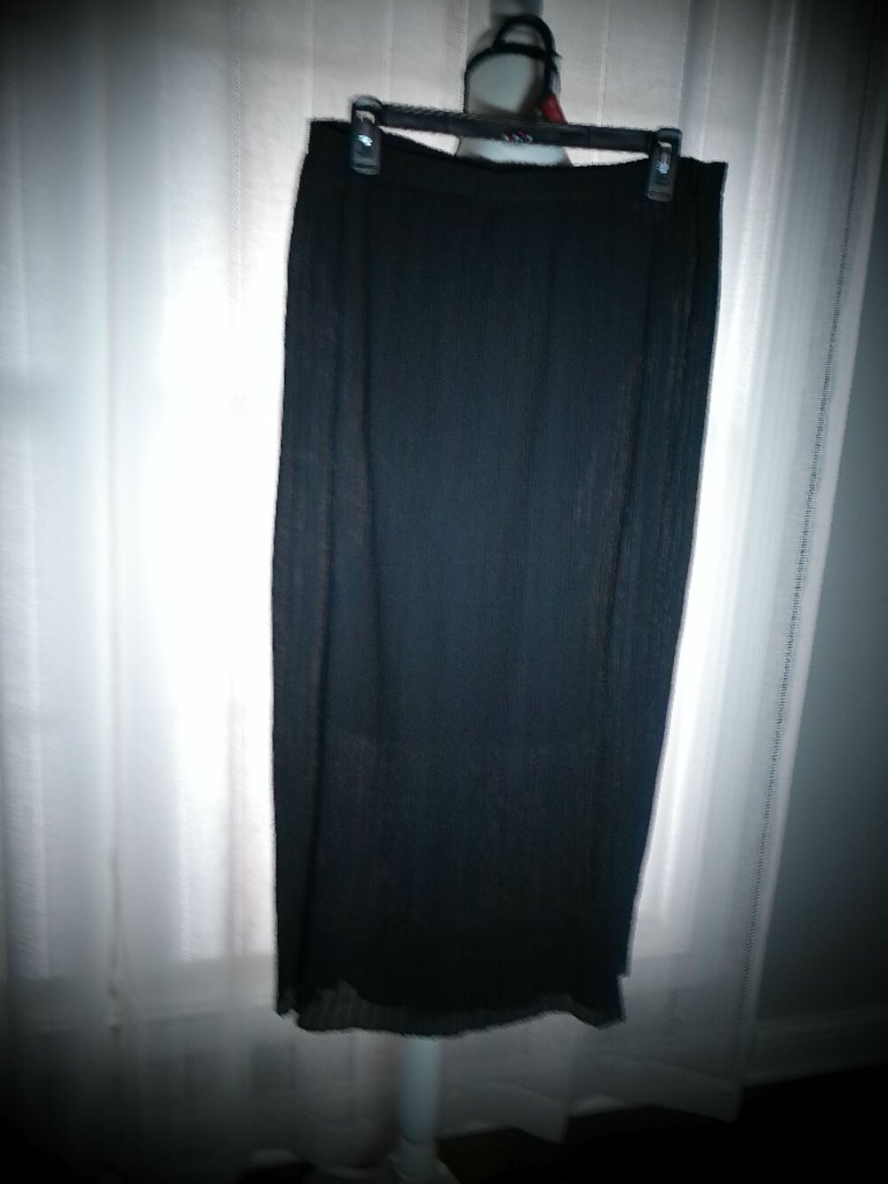 THEO MILES NWOT Elastic Waist Pull-On 100% Pleated Black Midi Skirt 4